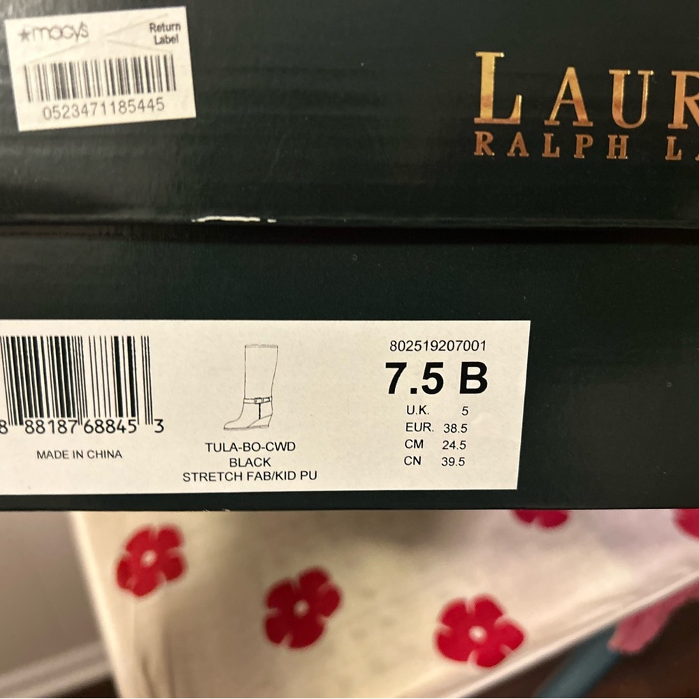Ralph Lauren Tula Black Microfiber Stretch Fabric Boot 7.5 - Picture 10 of 11